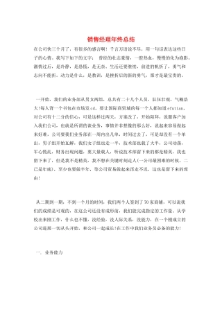 销售经理年终总结