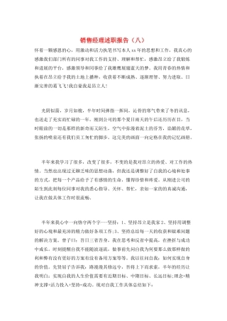 销售经理述职报告(八)