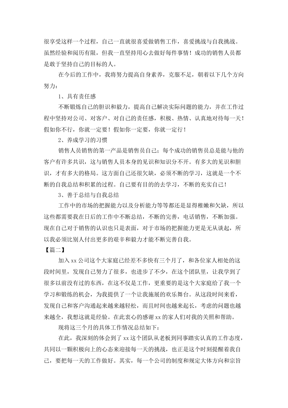 销售试用期转正工作总结报告_第2页