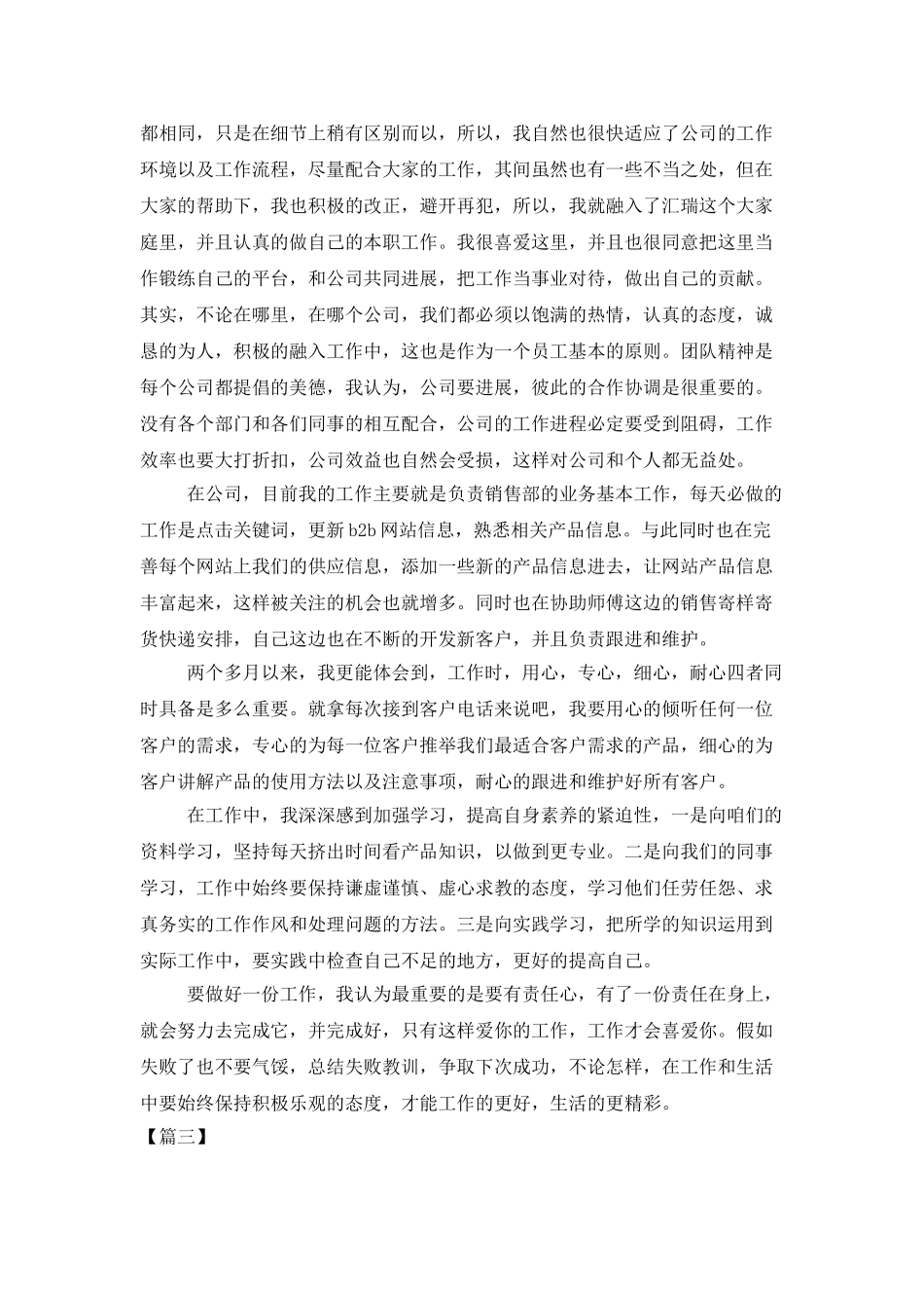 销售试用期转正工作总结报告_第3页
