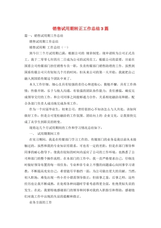 销售试用期转正工作总结3篇