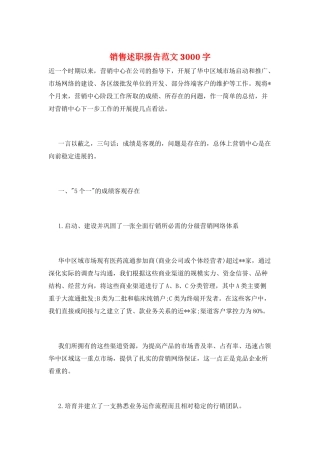 销售述职报告范文3000字