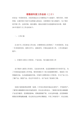 销售部年度工作总结(二十)