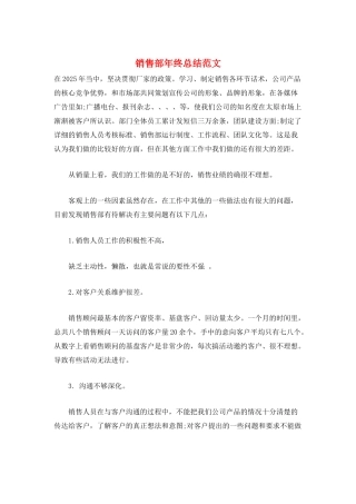 销售部年终总结范文