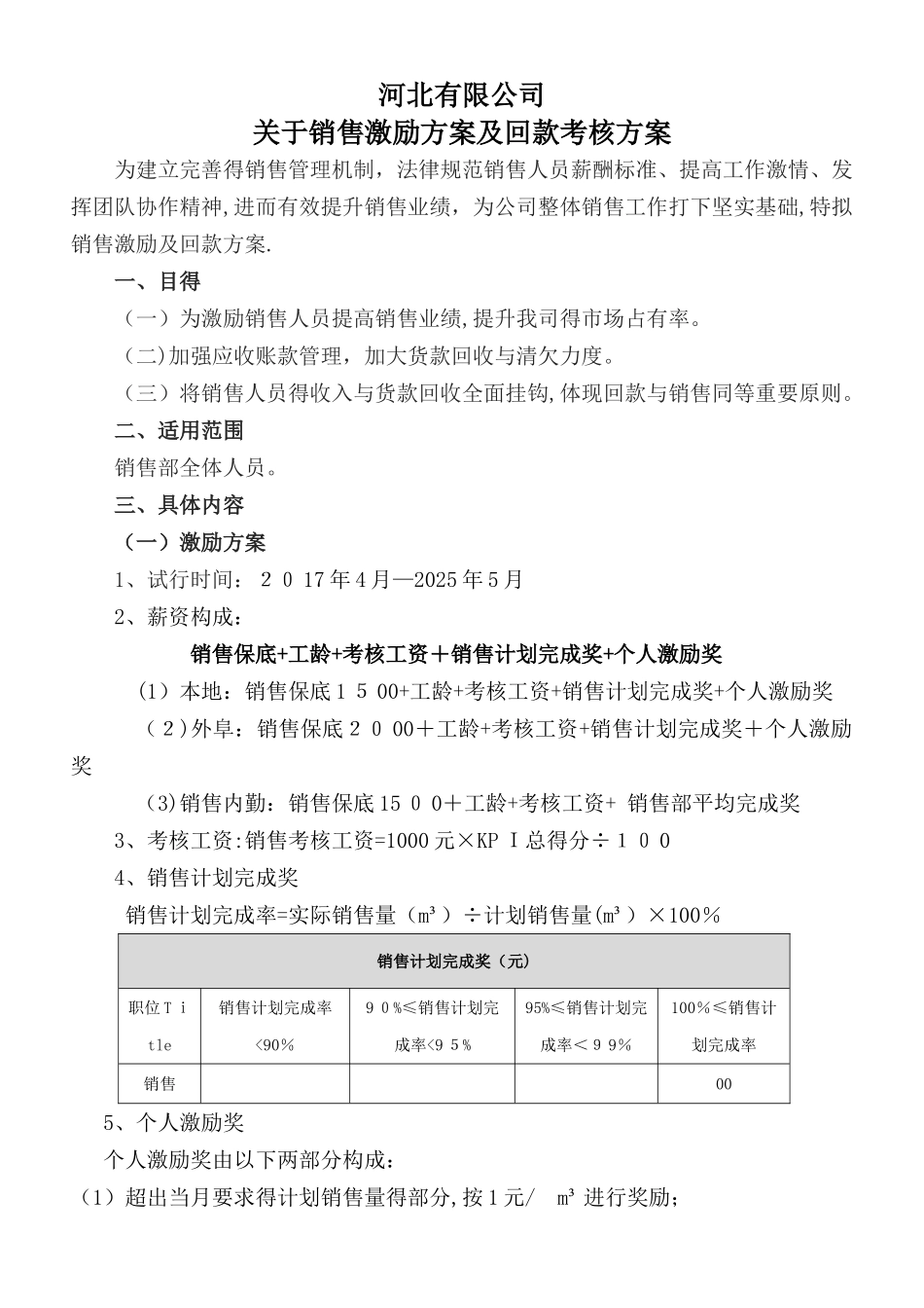 销售部销售激励方案_第1页
