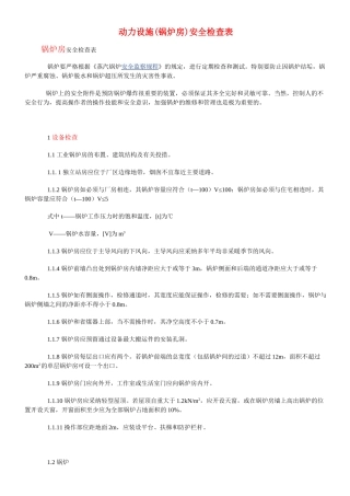 锅炉房安全检查表