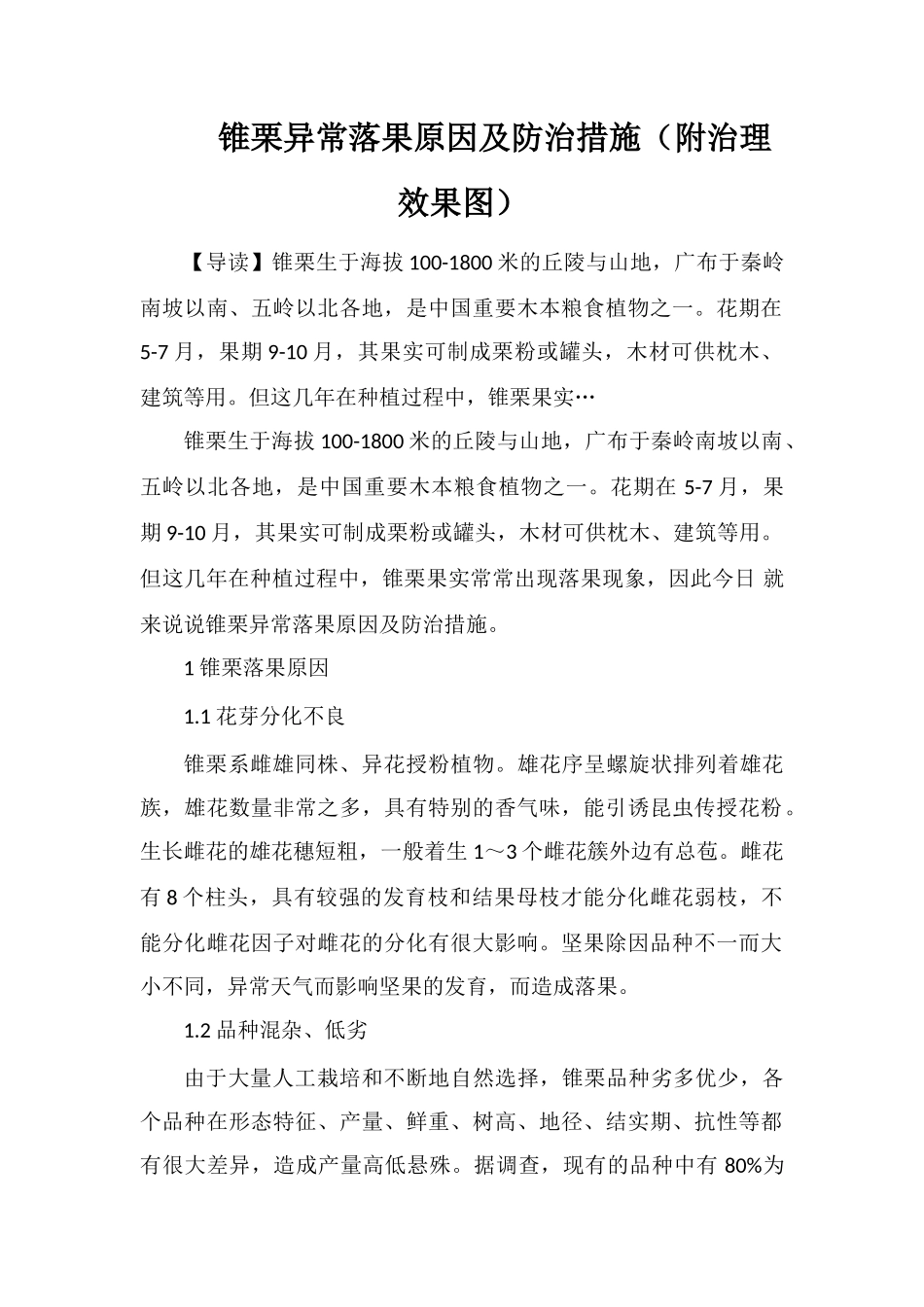 锥栗异常落果原因及防治措施_第1页