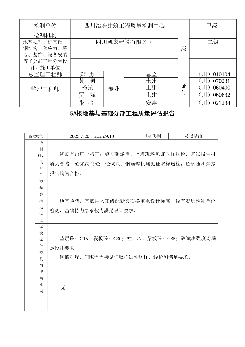 锦江区柳江新居五期工程单位质量评估报告_第2页