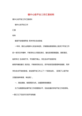镇中心校安全工作汇报材料
