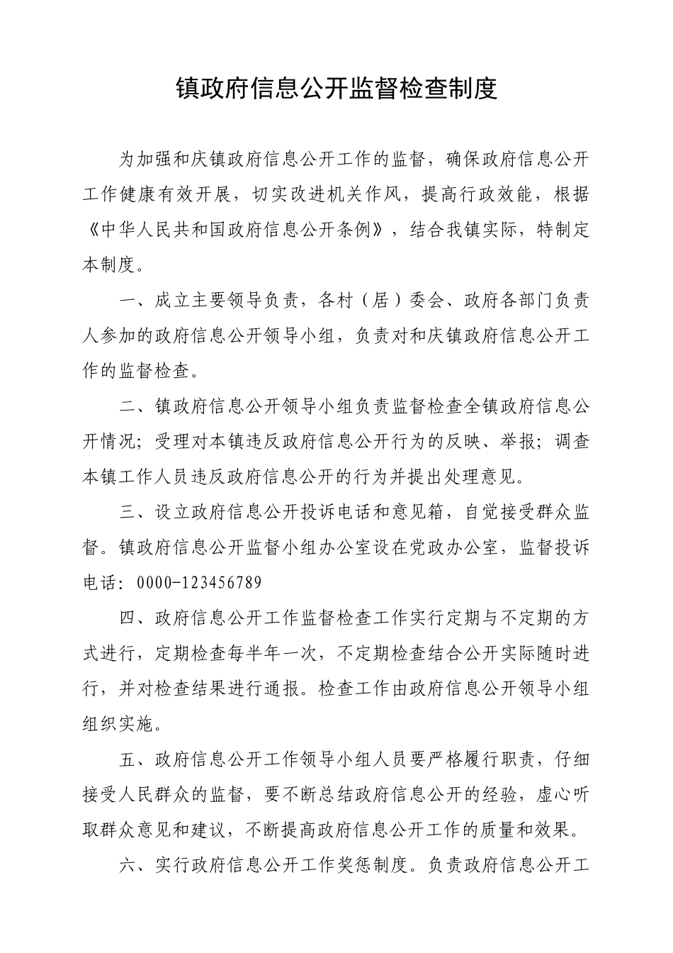 镇政府信息公开监督检查制度 _第1页