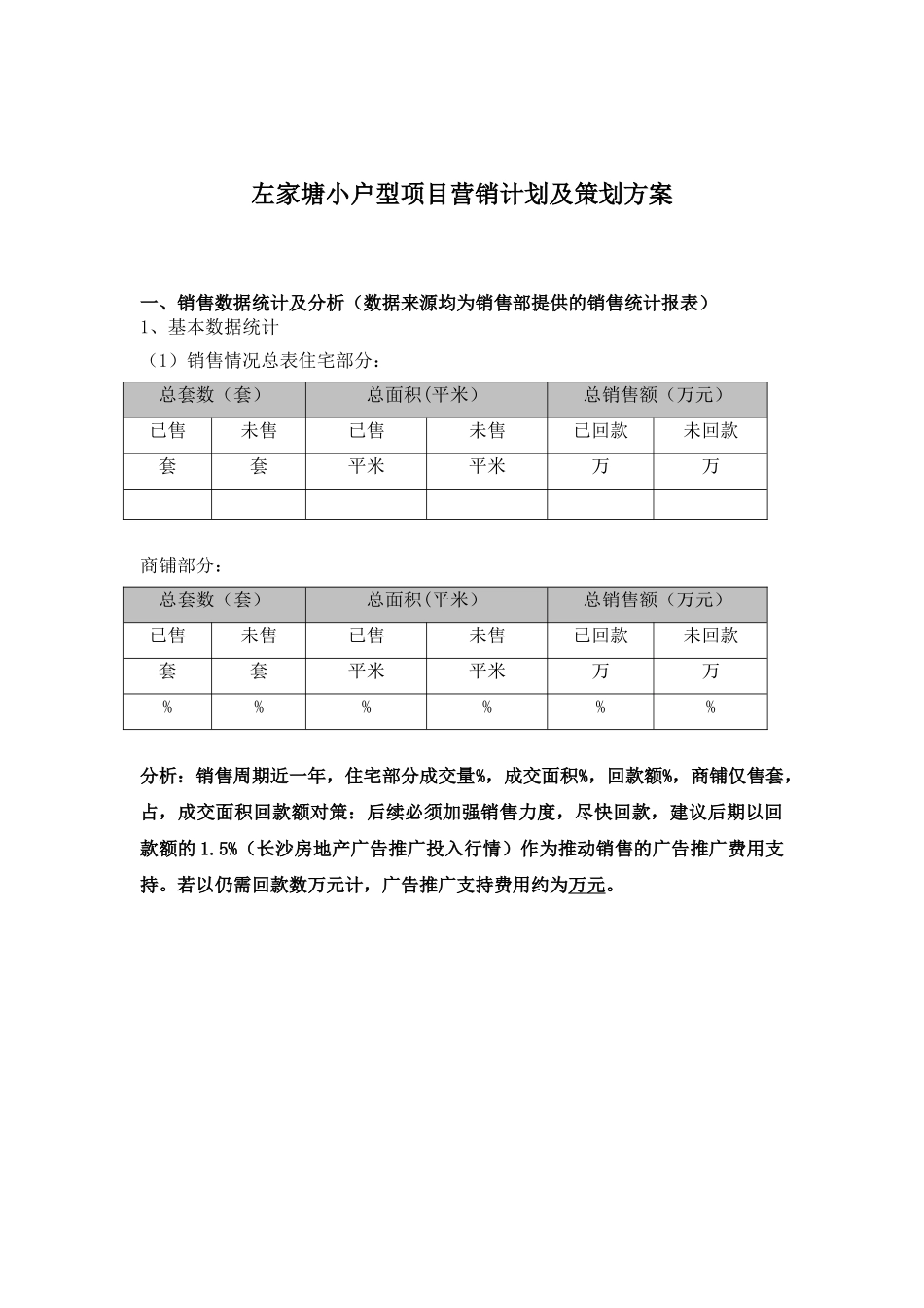 长沙左家塘小户型项目营销计划及策划方案-2025年_第1页