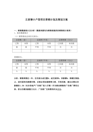 长沙左家塘小户型项目营销计划及策划方案-2025年