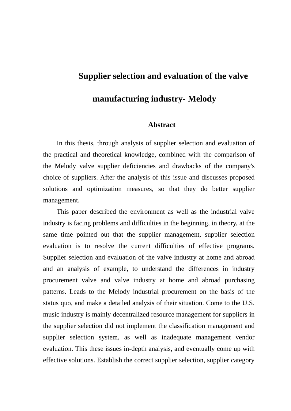 阀门生产行业的供应商选择与评估问题研究分析—以美国美乐公司为例    工商管理专业_第2页