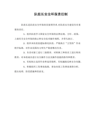 队组长安全环保责任制