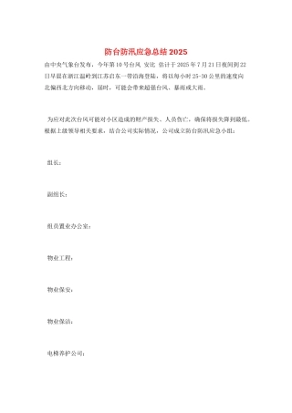 防台防汛应急总结2025