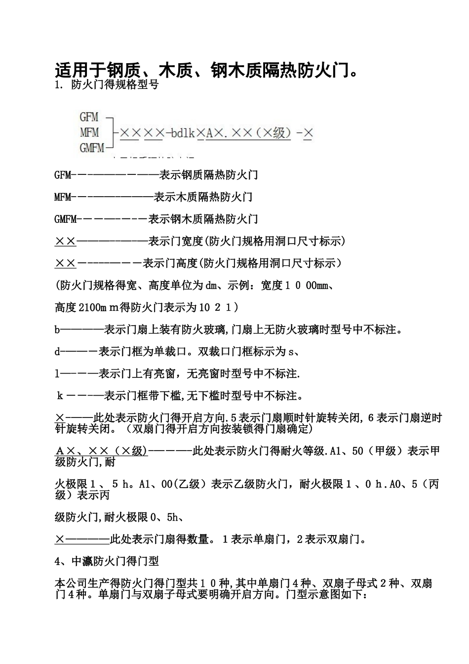 防火门规格型号、尺寸计算_第1页