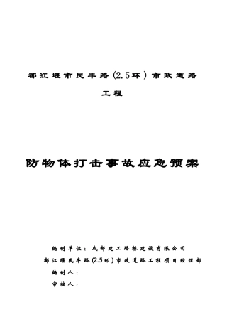 防物体打击事故应急预案封面
