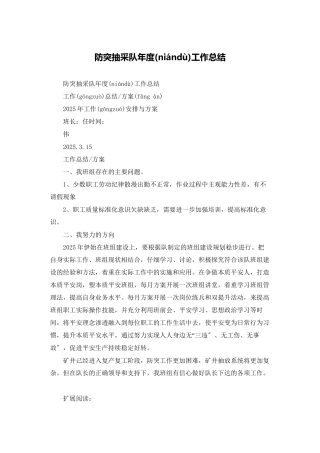 防突抽采队年度工作总结