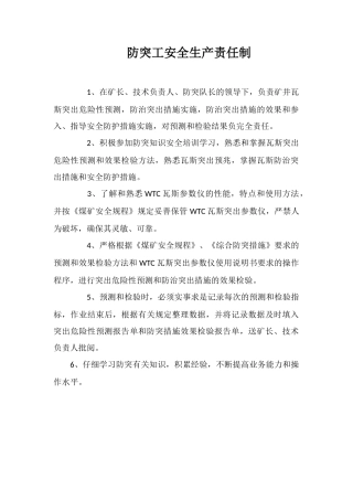 防突工安全生产责任制