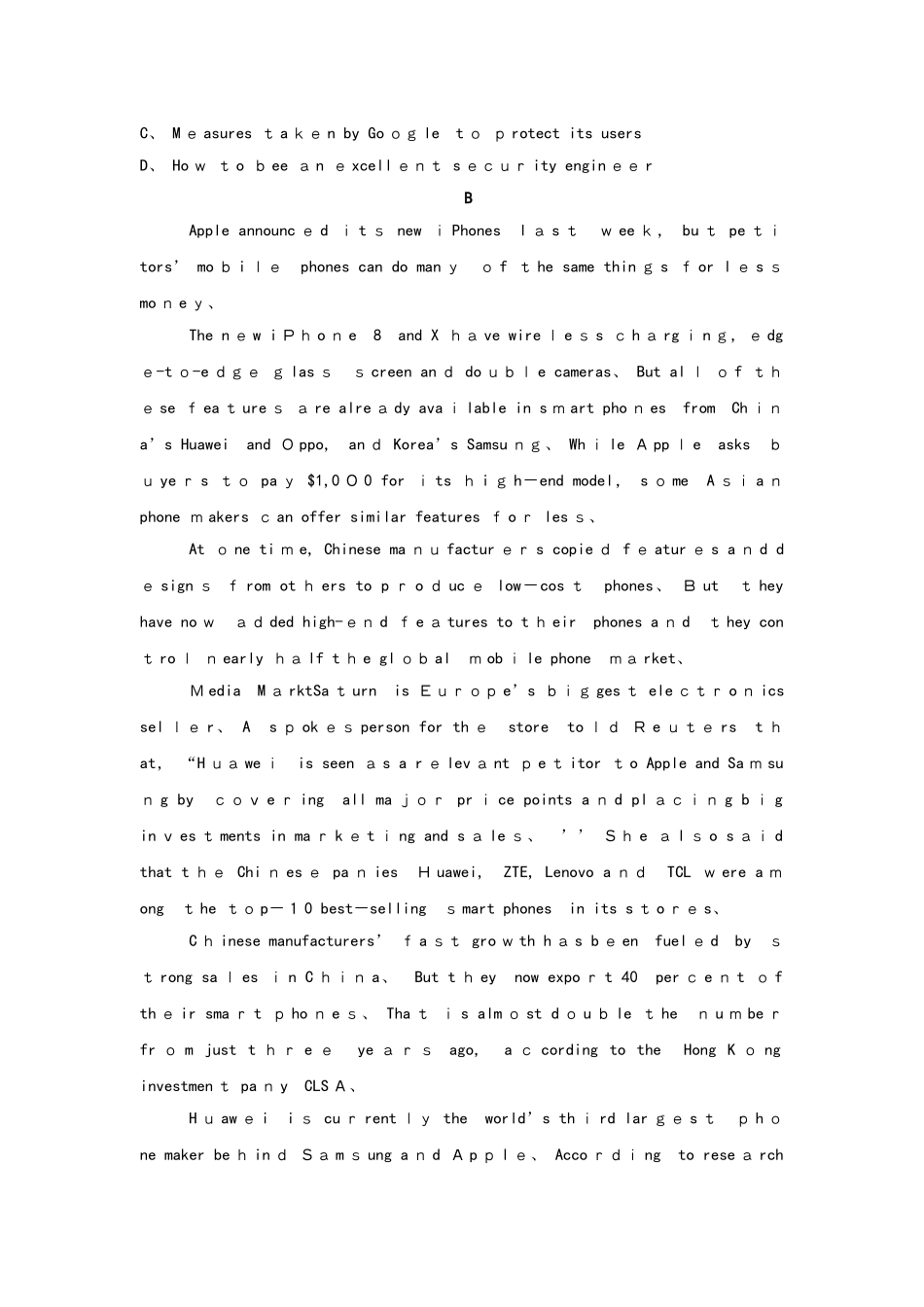 陕西省渭南中学2025届高三英语上学期第四次月考试题_第3页