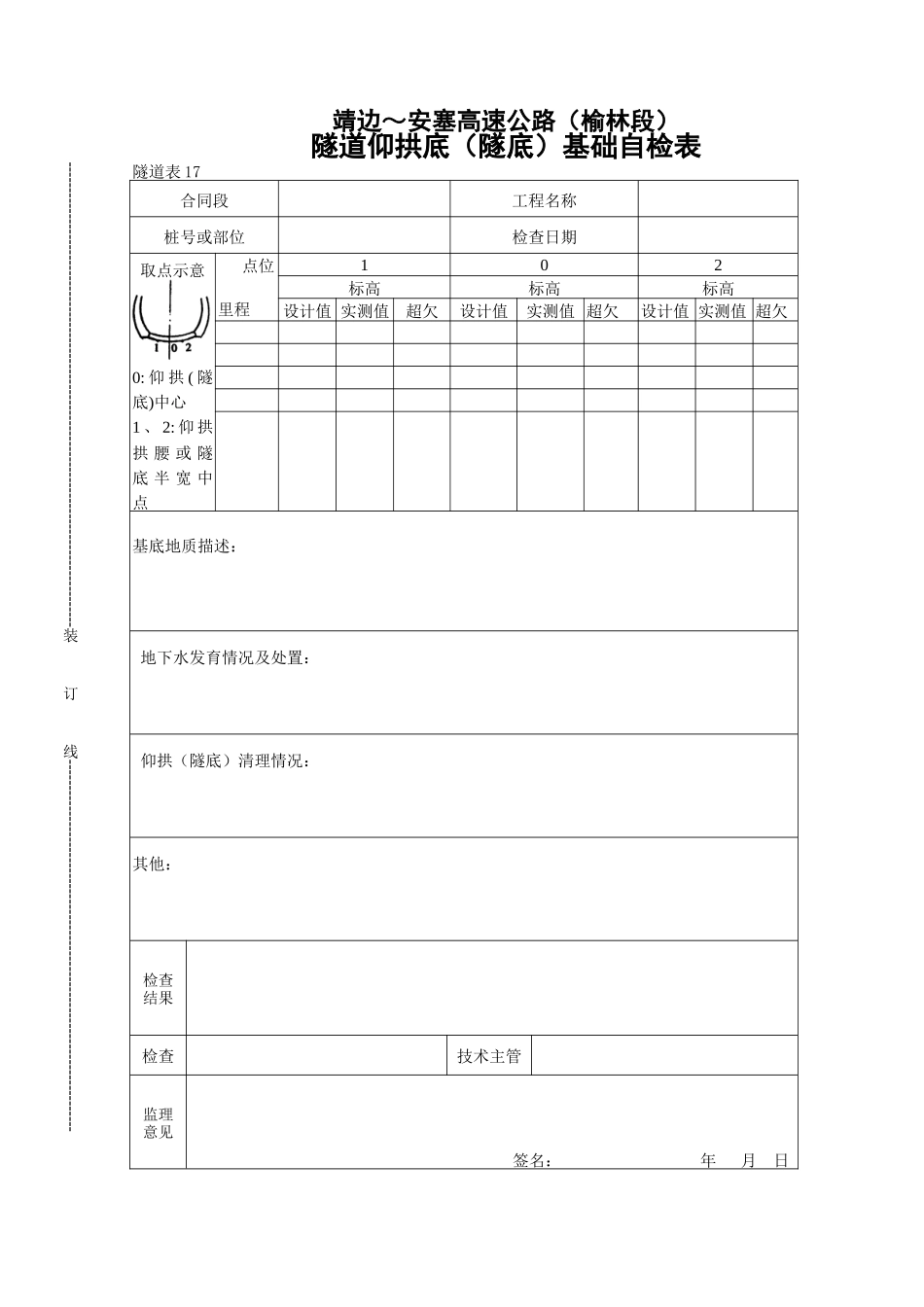 隧道仰拱底基础自检表_第1页