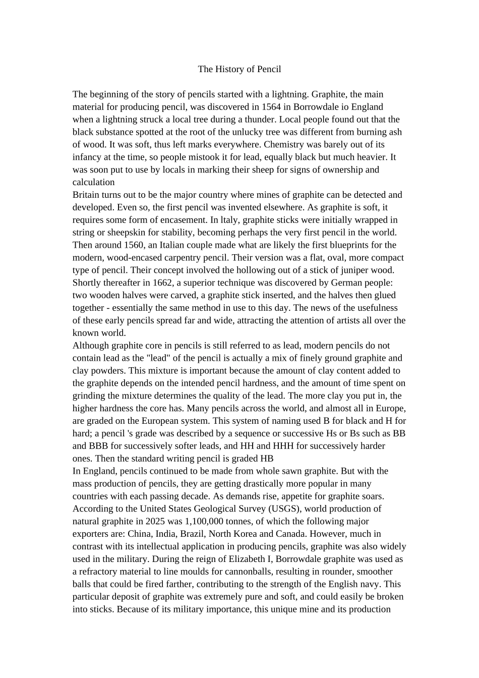 雅思备考练习提升-The History of Pencil更新_第1页