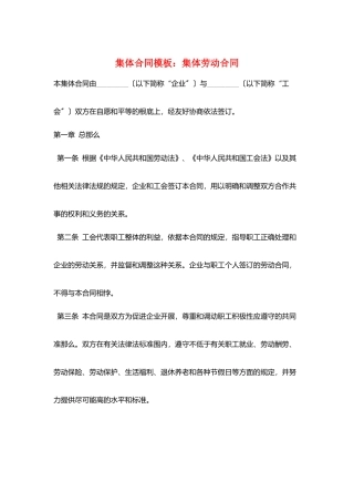 集体合同模板：集体劳动合同