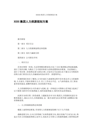 集团人力资源规划方案