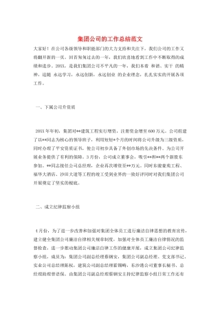 集团公司的工作总结范文