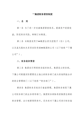 集团财务管控制度 