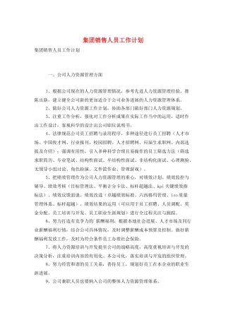 集团销售人员工作计划