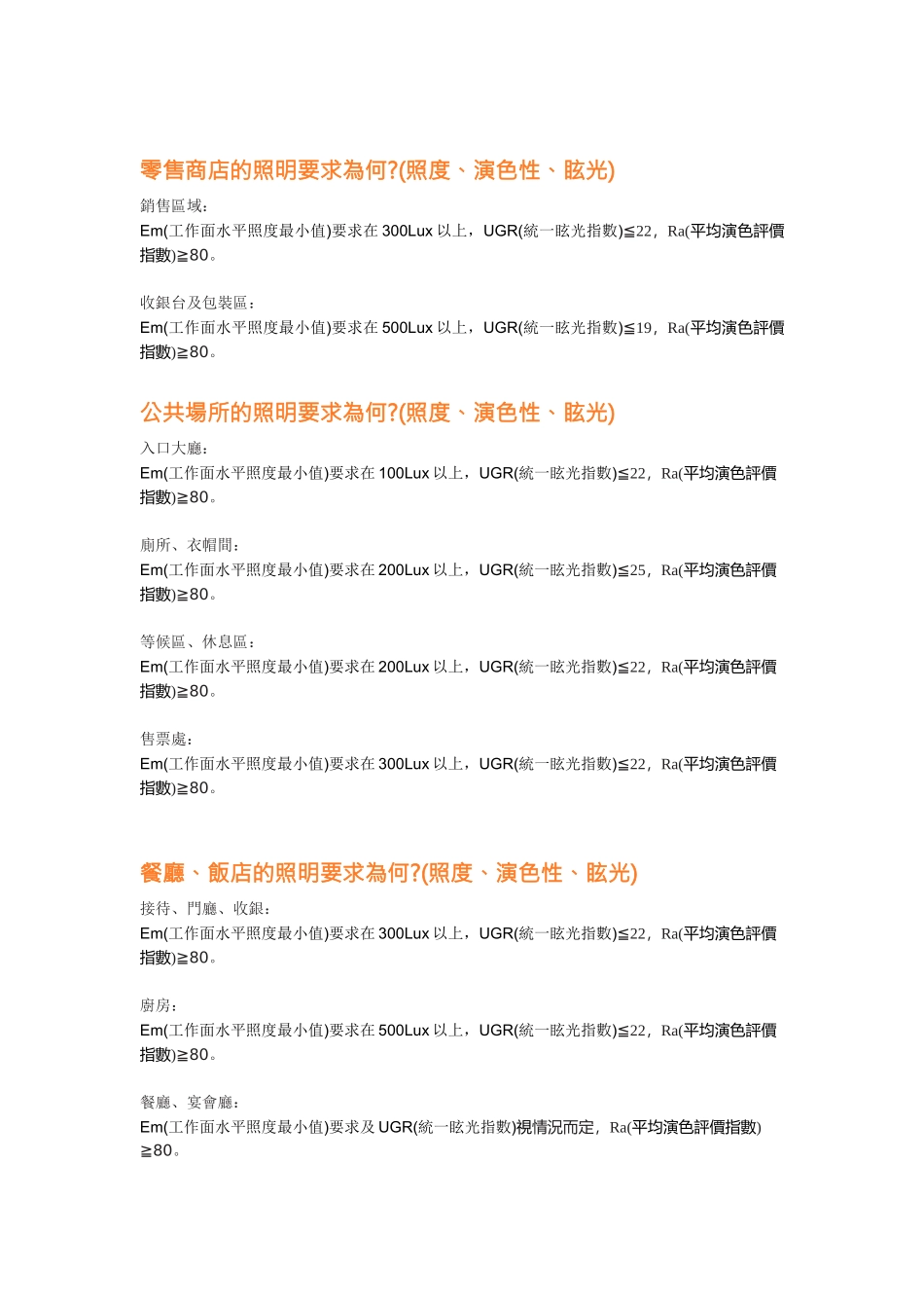 零售商店的照明要求为何_第1页