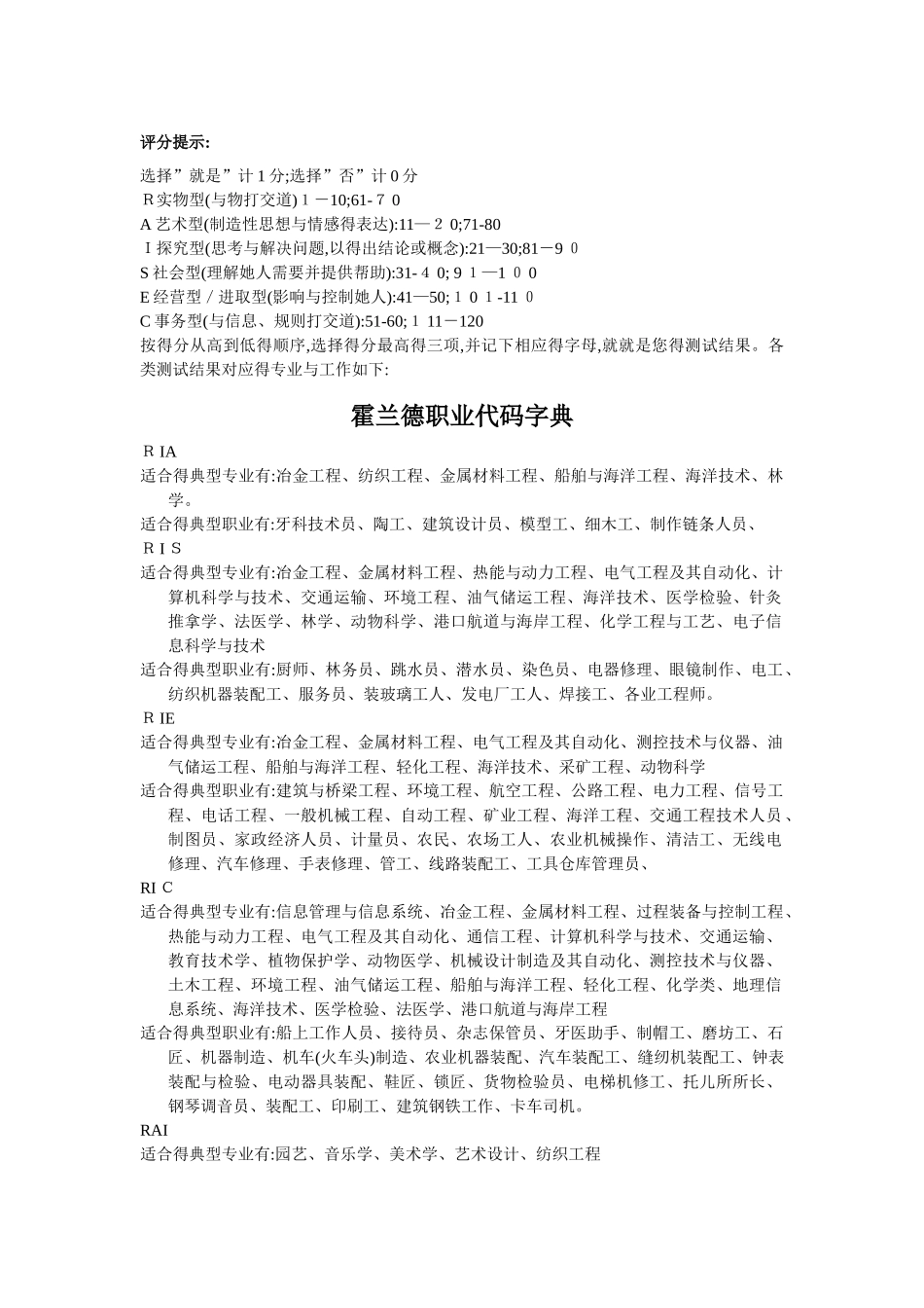 霍兰德职业兴趣测验_第3页