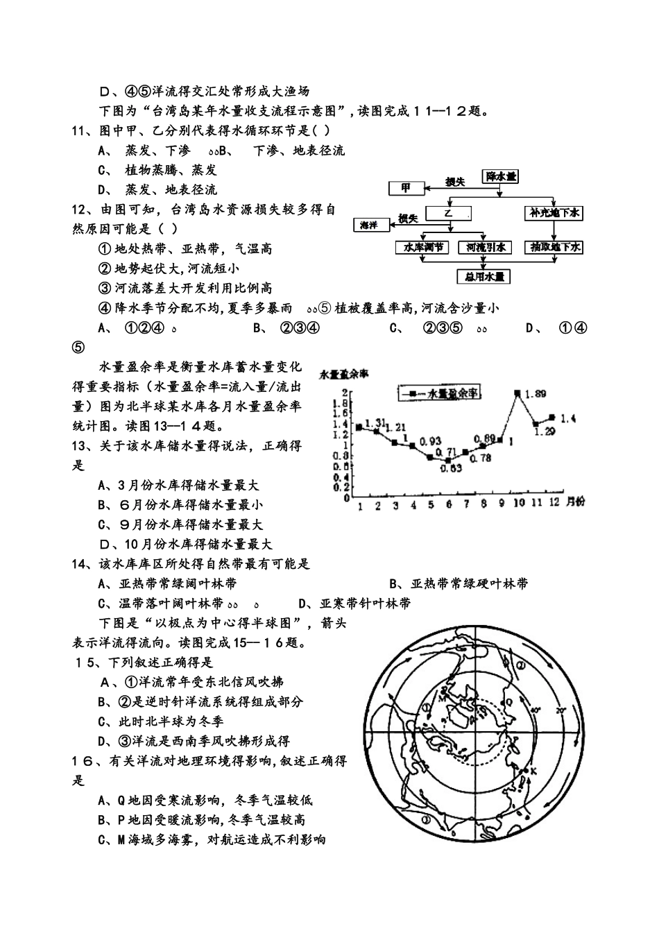 青云实验中学浙江班高三二轮复习学练案（五）：水环境_第3页