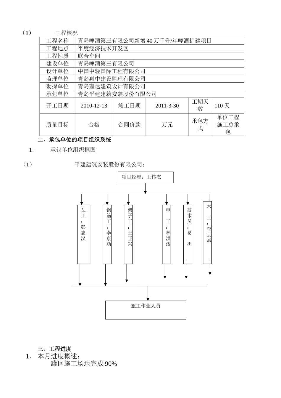 青岛啤酒第三有限公司新增万千升年啤酒扩建项目监理月报_第3页