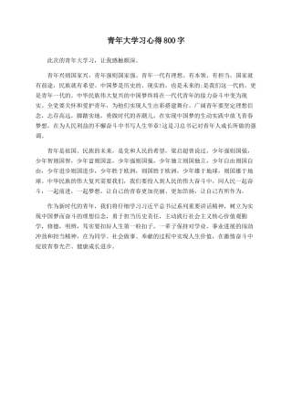 青年大学习心得800字