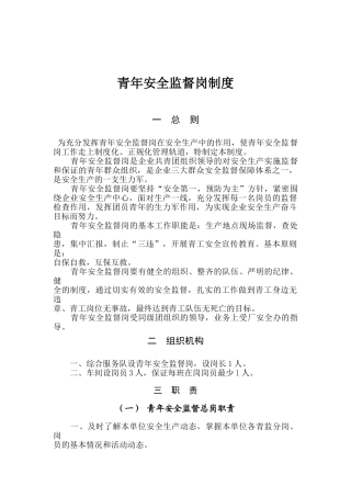 青年安全监督岗制度 