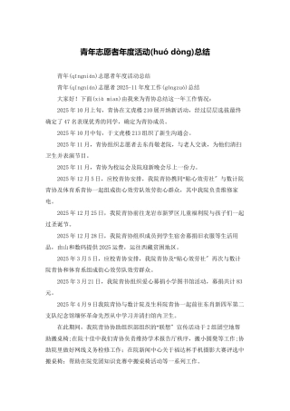 青年志愿者年度活动总结