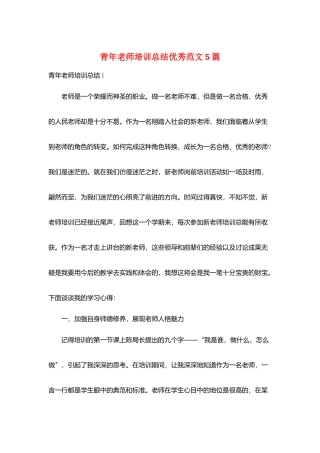 青年教师培训总结优秀范文5篇
