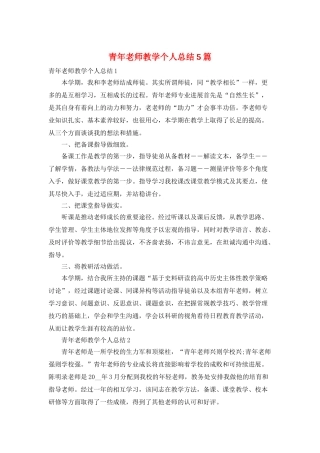 青年教师教学个人总结5篇