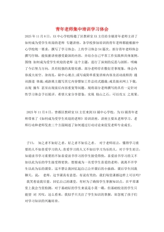 青年教师集中培训学习体会