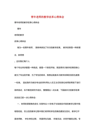 青年教师的教学改革心得体会