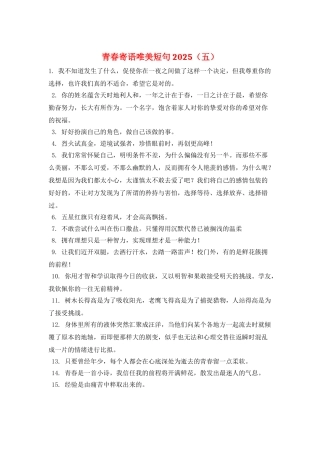 青春寄语唯美短句2025(五)