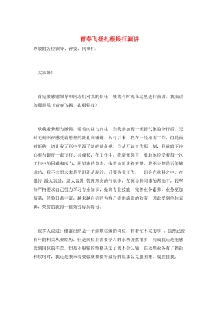 青春飞扬扎根银行演讲