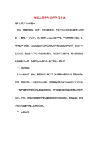青蓝工程青年教师学习计划