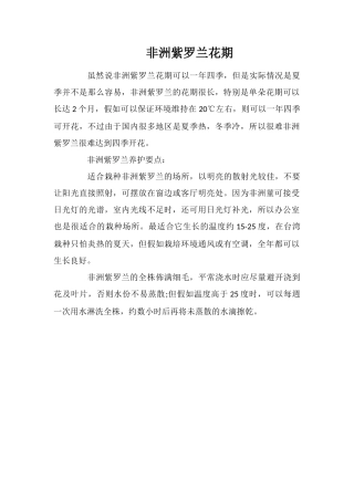 非洲紫罗兰花期