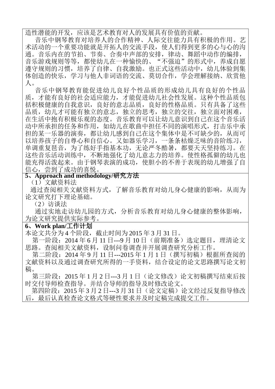 钢琴教育对幼儿身心发展的影响分析研究  学前教育专业 开题报告_第2页
