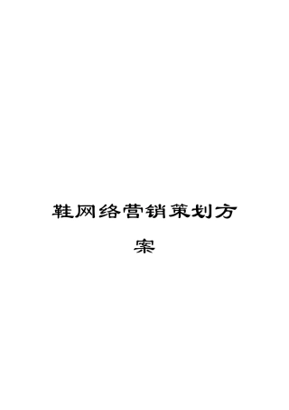 鞋网络营销策划方案