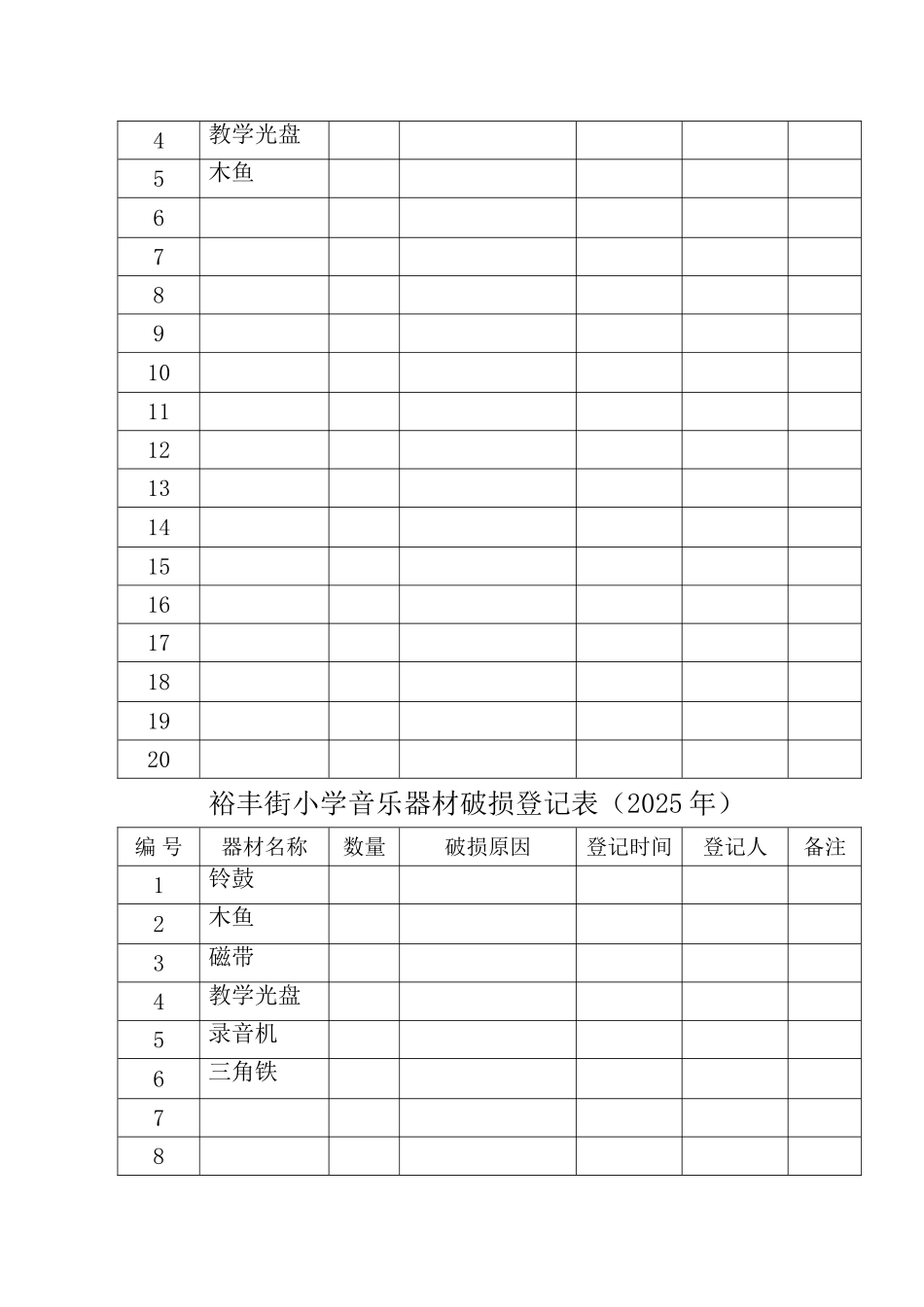 音乐器材破损登记_第2页