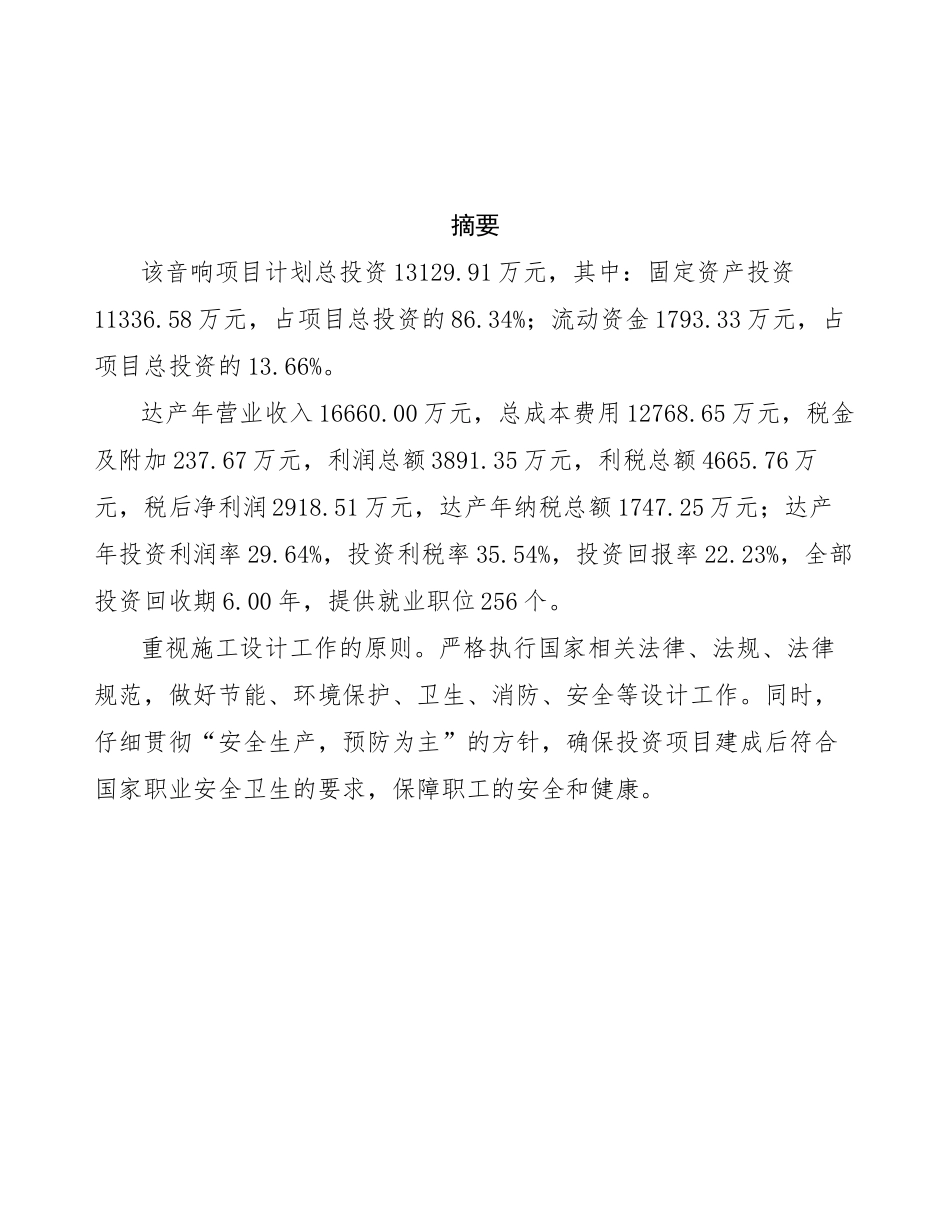 音响项目投资商业计划书范本_第3页